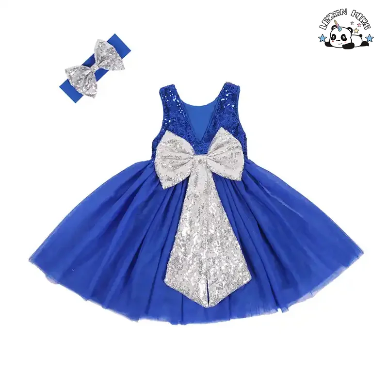 LEZONKIDS - New Fashion Kids Tulle Sequin Flower Girl Dresses Infant Baby Elegant Wedding Dress